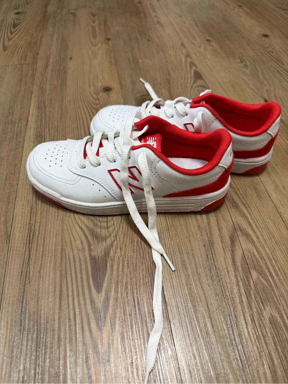 New Balance Kids' White & Red Athletic Sneakers - Size 3